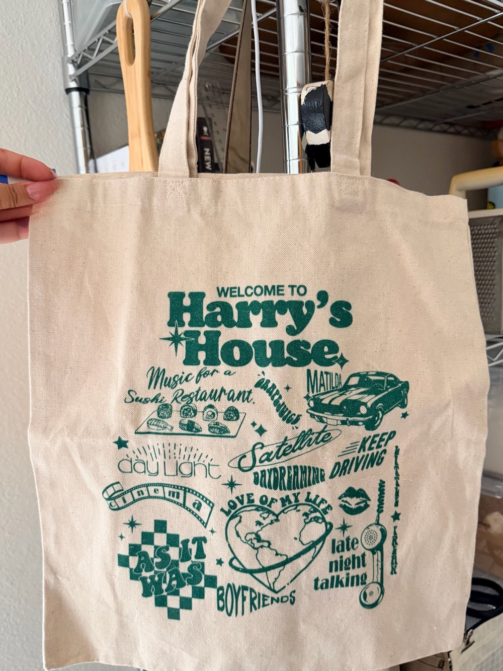 Harry's House Green Screen-Print Canvas Tote